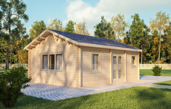   Chestnut Log Cabin 7.2m x 5.2m - 3 Room (1 Bed )